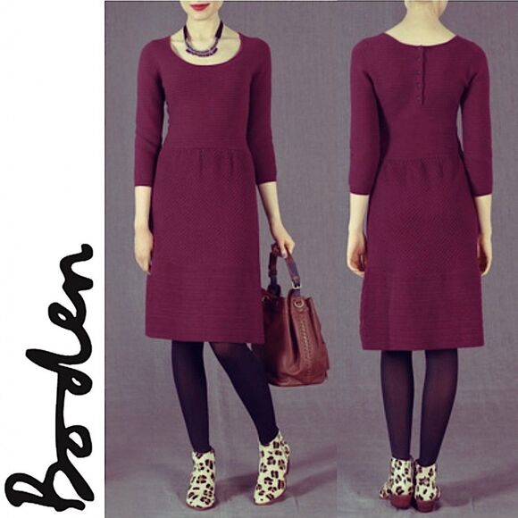 Boden libby textured sweater knit dress 4 purple plum warm fall preppy Wh552 - Picture 16 of 16